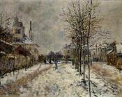克劳德莫奈 - The Boulevard de Pontoise at Argenteuil, Snow Effect